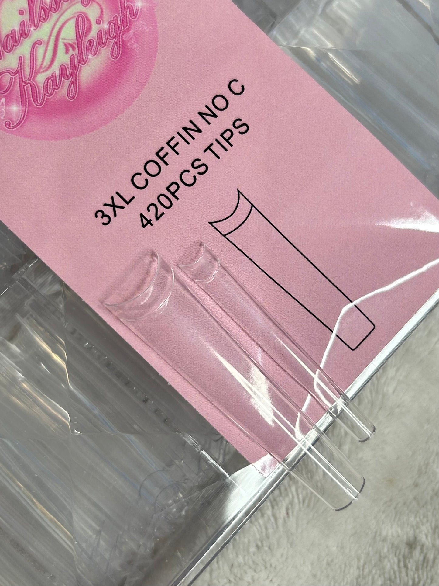 3XL Coffin (Non C-Curve) Nail Tips